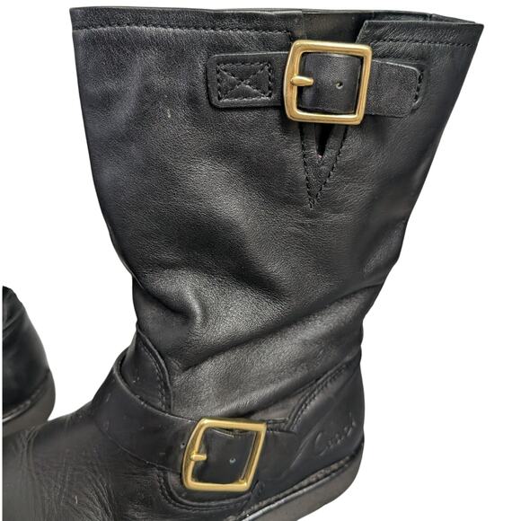 Coach Kenna Moto Boots Womens 7B Black Pull On Lightweight Grunge Y2K Leather - Picture 2 of 7